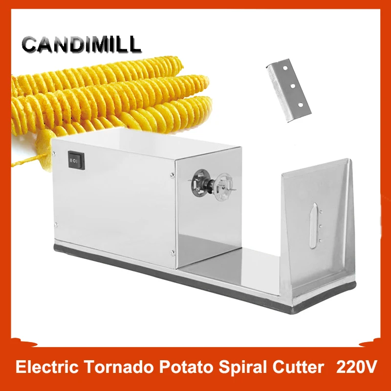 CANDIMILL Electric Twisted Potato Slicer Spiral Potato Cutter Potato Chips Machine Stainless Steel Cutting Machine