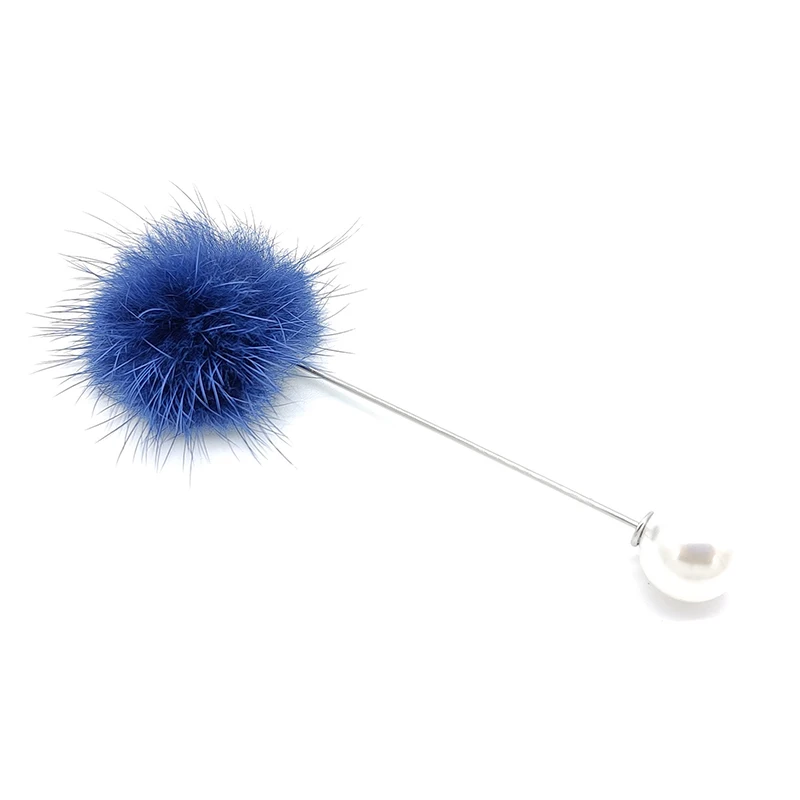 PD BROOCH 2021 New Mink Fur Ball Brooch Pin Multi-color Pearl Corsage Dress Collocation Jewelry Cute Pins Brooch