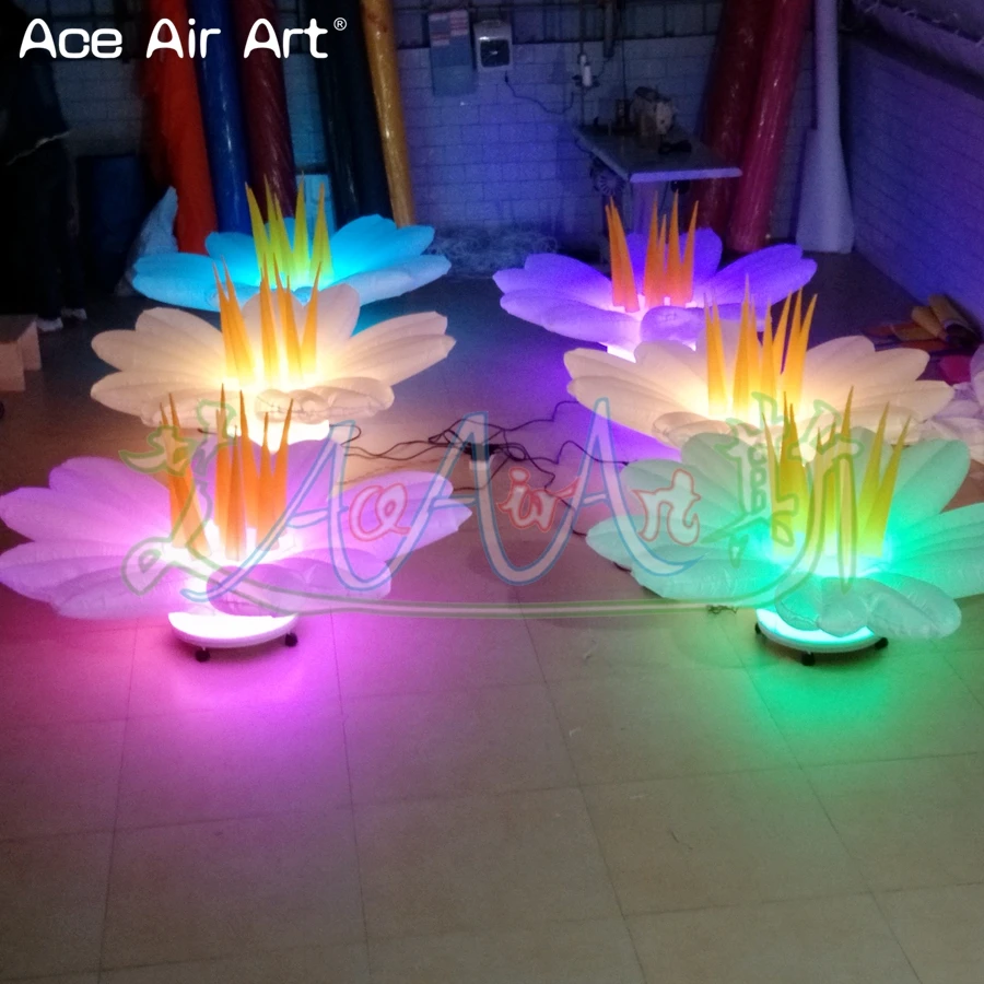 2pc/lot Led Lighted Inflatable Flowers with Air Blower for Wedding Party  Stage Club