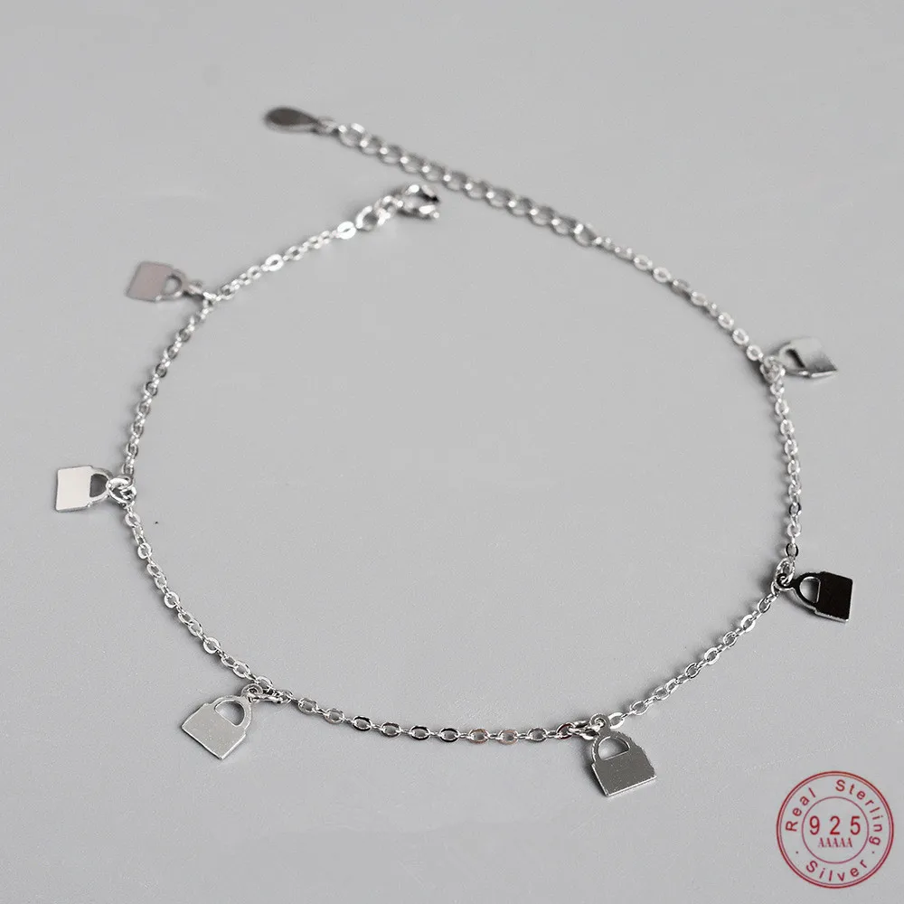 925 Sterling Silver Simple Ruyi Lock Pendant Beach Anklet For Women Fashion Bikini Jewelry Accessories Girlfriend Gift