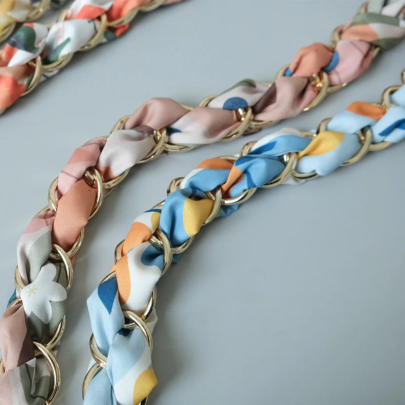 Cadena de repuesto desmontable para mujer, accesorio para bolso de mano, de seda Floral, correa de algodón, nueva moda, primavera y verano