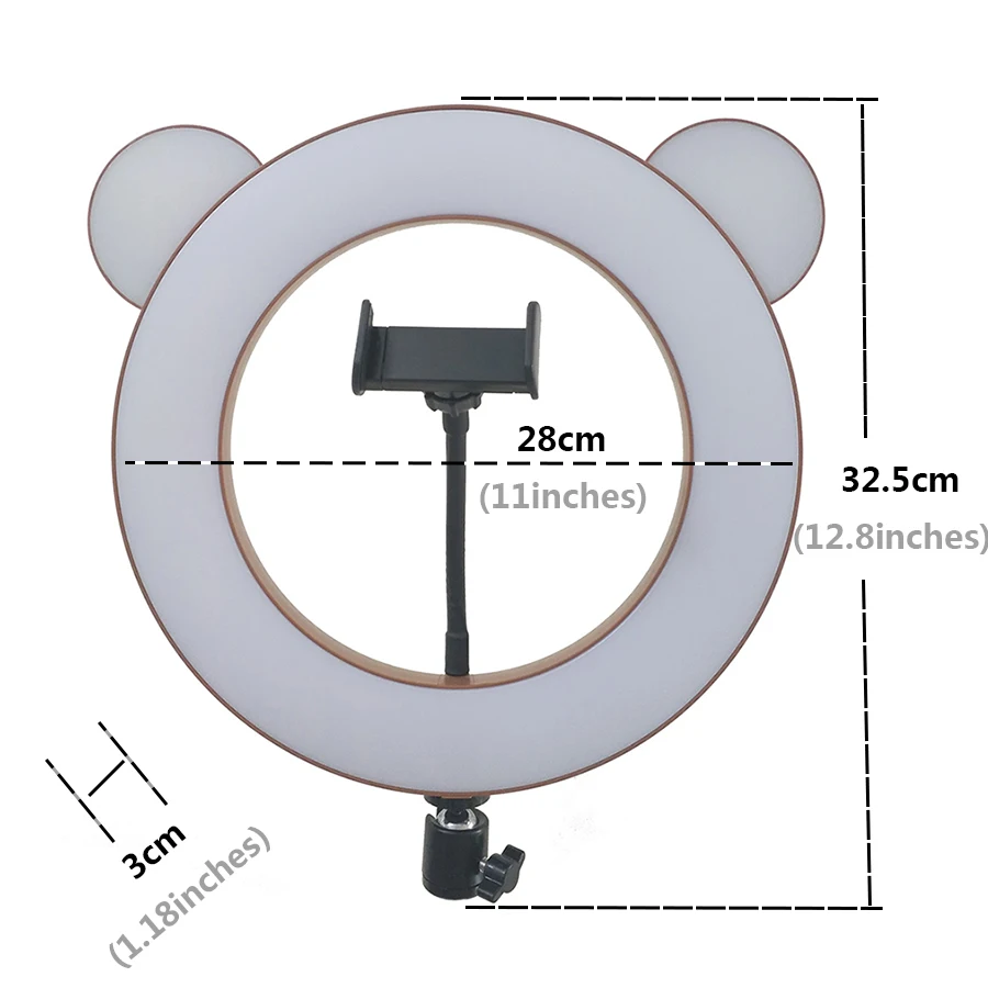 New Creative Cute 11inches LED Ring Flash Lamp with Tabletop Mount Holder Stand Tripod for LIve Streaming Video Bloggers