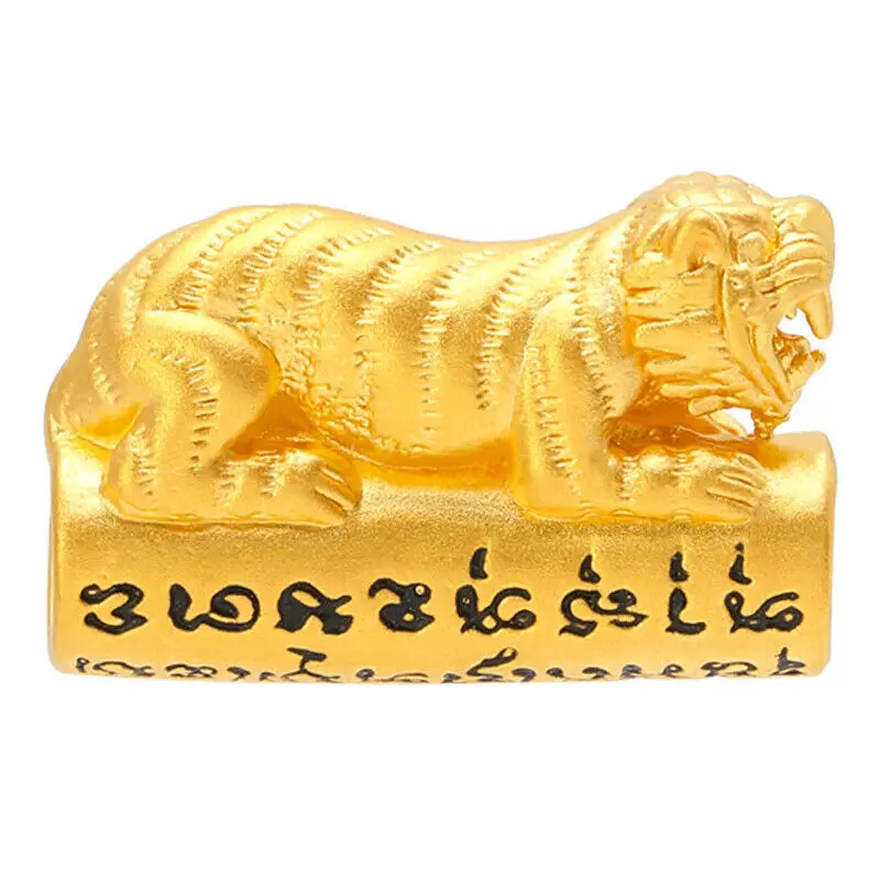 

Pure 999 24K Yellow Gold 3D Wealth Biting Money Tiger Hold Tube Pendant 1.7-1.9g