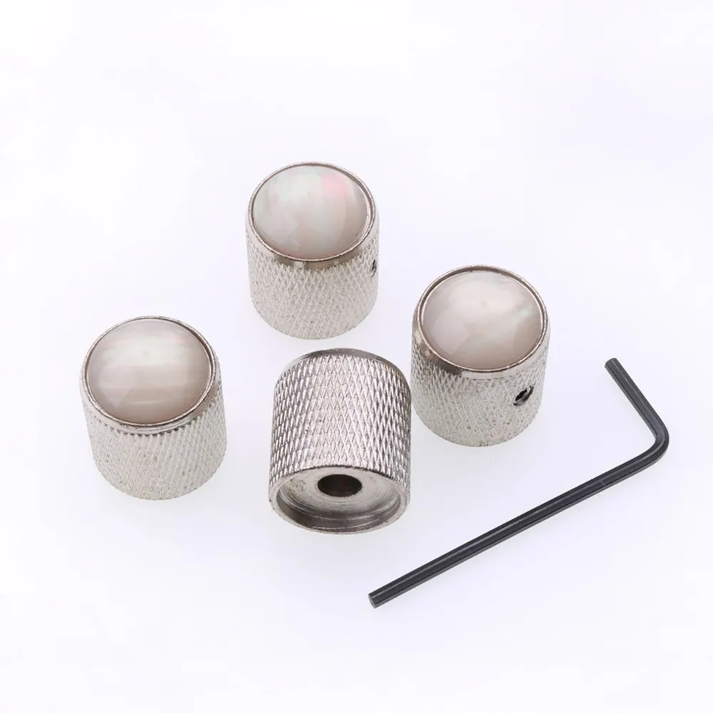 4Pcs Barrel Domed Knurled Guitar Control Knob Inlay For Tone Or Volume Knobs For Electric Guitar Bass Guitar Parts