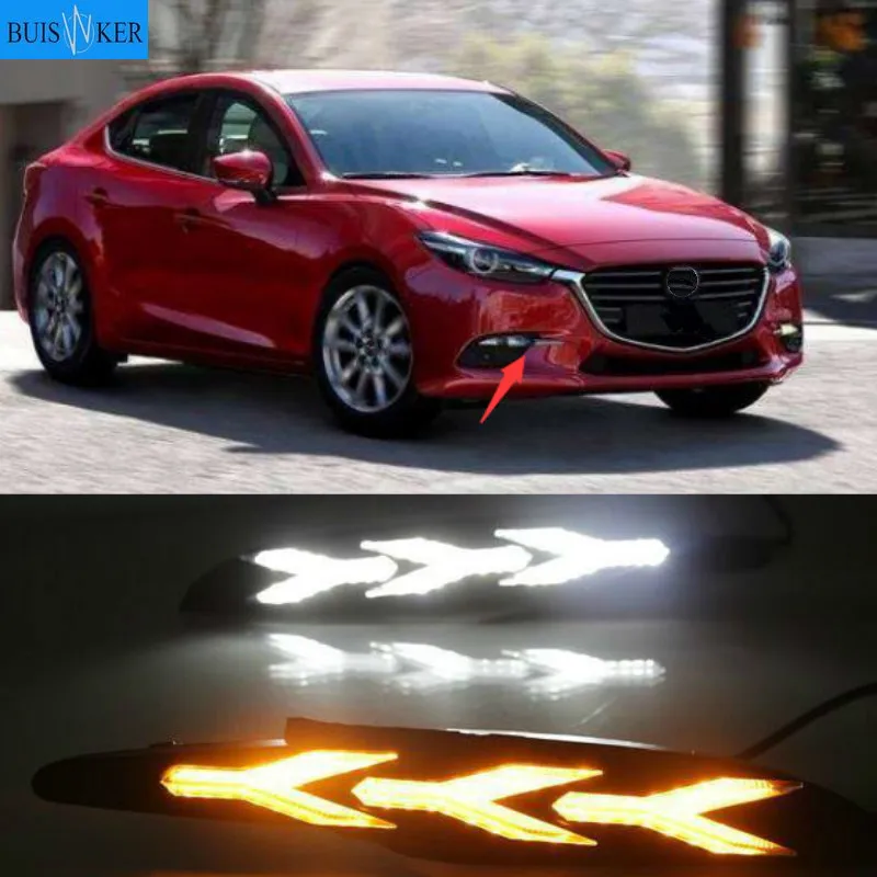 

For Mazda 3 Axela 2017 2018 LED DRL Daytime Running Light Daylights yellow Signal lamp car-Styling lights