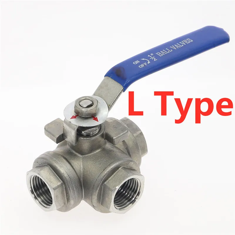 304 Stainless Steel Three-way Ball Valve L Type T Type 1/4\