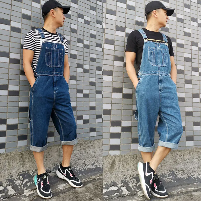 

Men's Denim Overalls Large Size Strap Straight Pants Light Blue Jeans Men's Denim Shorts More Sizes 48 50