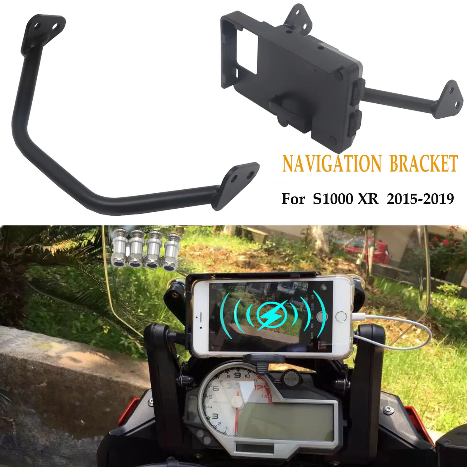 

For BMW S1000 XR S1000XR 2015-2019 2018 2017 Motorcycle Stand Holder Mobile Phone GPS Navigaton Bracket USB Wireless Charging