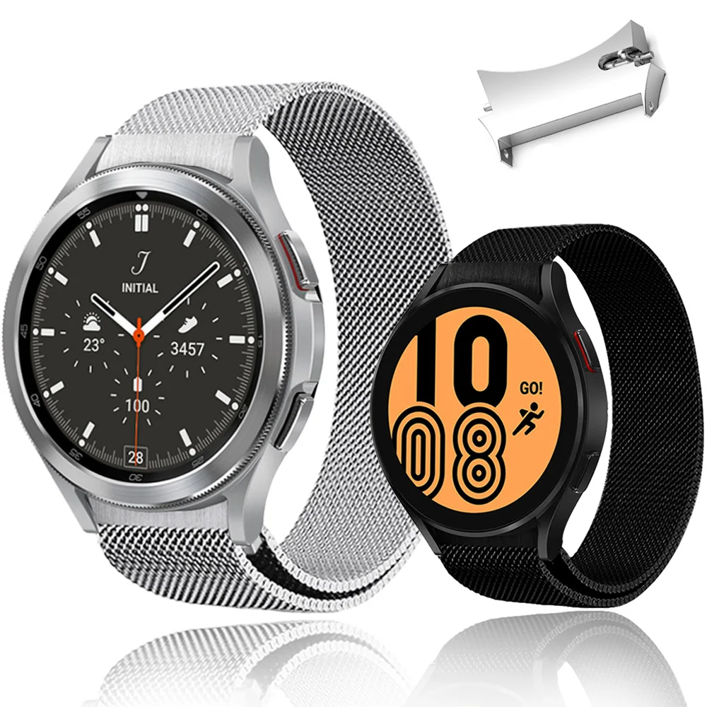 No Gaps Magnetic Loop Strap For Samsung Galaxy Watch 4 Classic 46mm 42mm/Watch 4 44mm 40mm Wrist Band Curved end Metal Bracelet