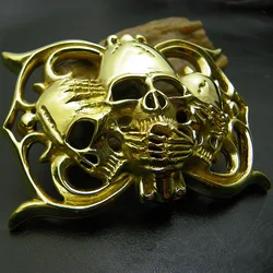 4.0cm Brass Skull Skeleton Belt Buckle for Men Belts DIY Accessories Western Cowboy Cowgirl Fashion Belt Buckle Punk Rock Style