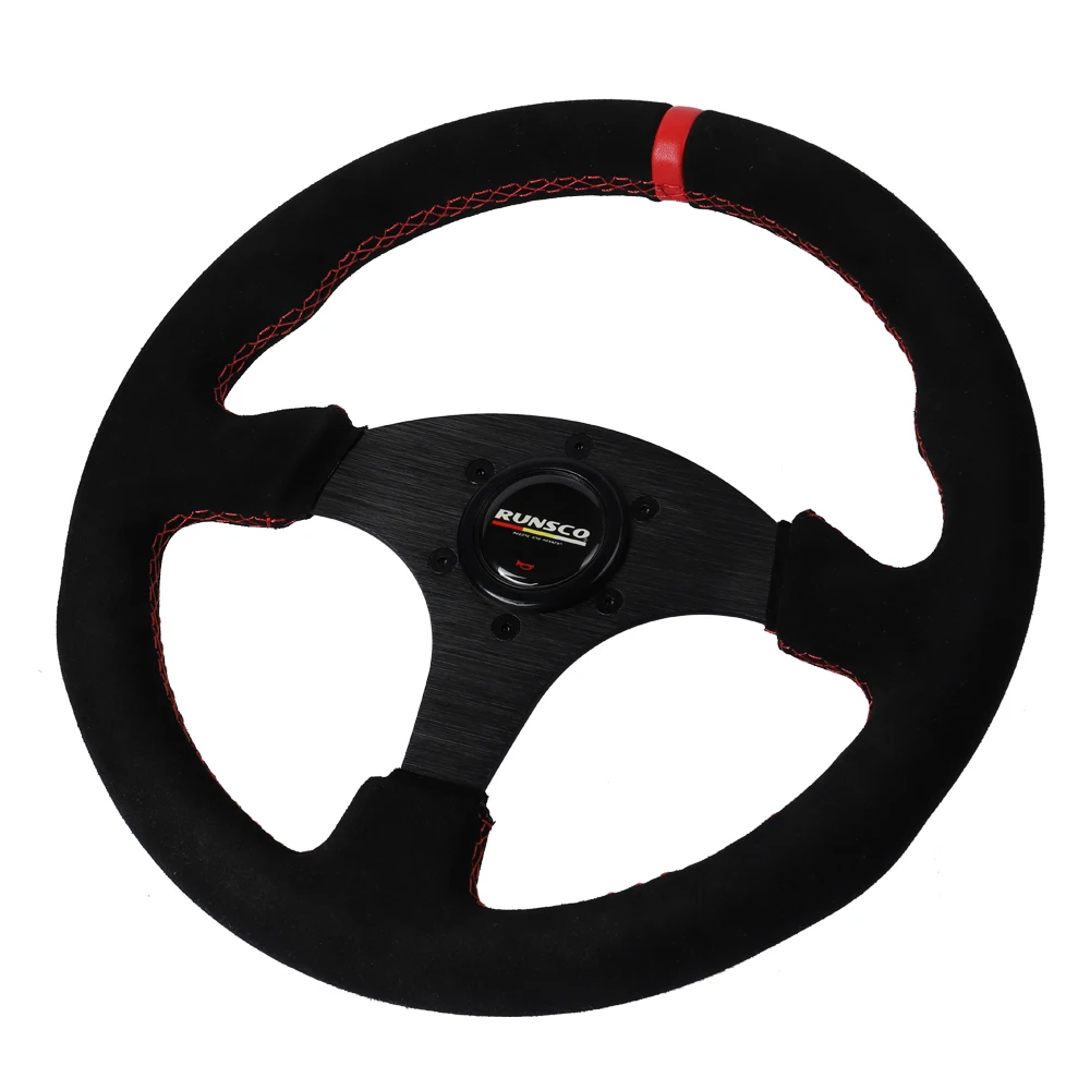 330mm Flat Steering Wheel Suede Aluminum Frame 13 Inch Drift Racing Pc Game Steering Wheel Universal