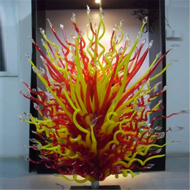 Hand Blown Murano Glass Tree Garden Floor Lamp Standing Sculpture Art Decoration Yellow Red Color