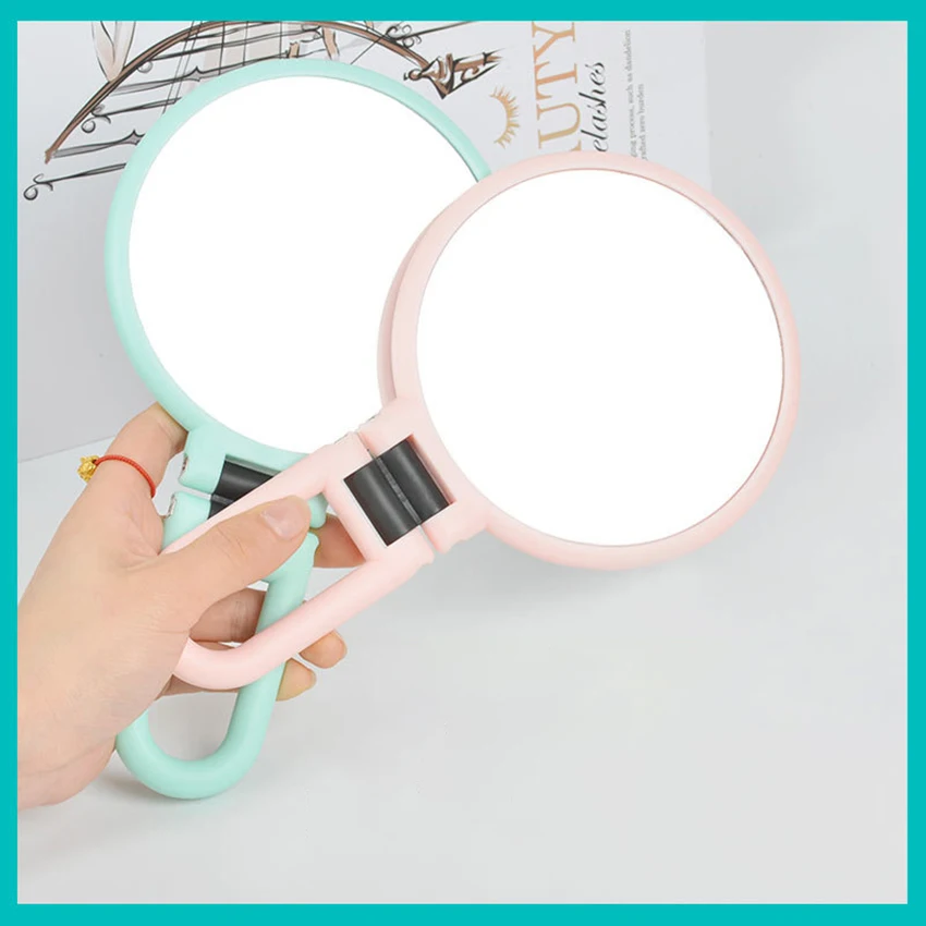 Gương Cầm Tay, Xanh Lá Hồng Gương Cầm Tay Với Tay Cầm, 2 Mặt Gương Trang Điểm Có 2X, 5X Kính Phóng Đại Cho Du Lịch