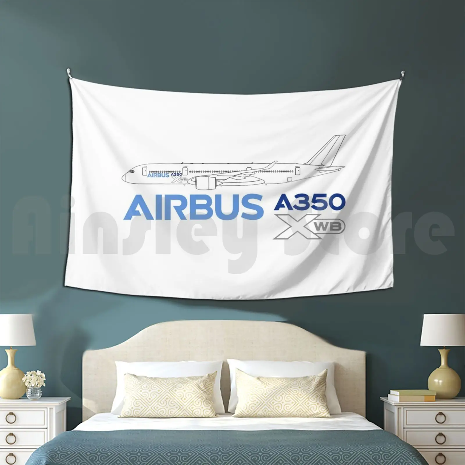 Airbus A350 Line Drawing Tapestry Living Room Bedroom Airbus A350 A350 Airbus A350 Airbus A350 900 Xwb Widebody