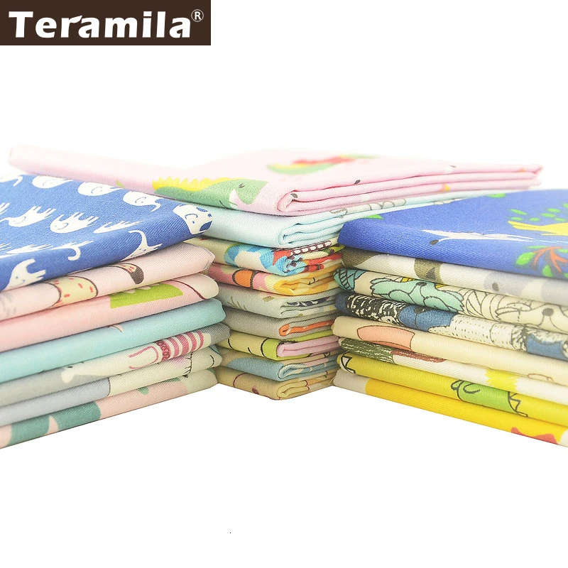 Teramila 50x50cm 100% Cotton Fabric Animal Cartoon Design Telas DIY Patchwork Stoffen Cloth Craft Cushion Pillow Tissu For Kid\'s