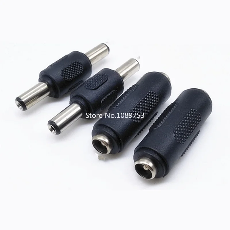 2PCS DC Conversion Head Jack Double Male to Male 5.5*2.1MM / 5.5X2.1mm Female to Female Panel Mounting Adapter Connector Plug