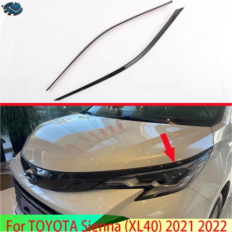 For TOYOTA Sienna (XL40) 2021 2022 Car Accessories Carbon Fiber Style Piano Black Headlamp lamp eyebrow trim molding