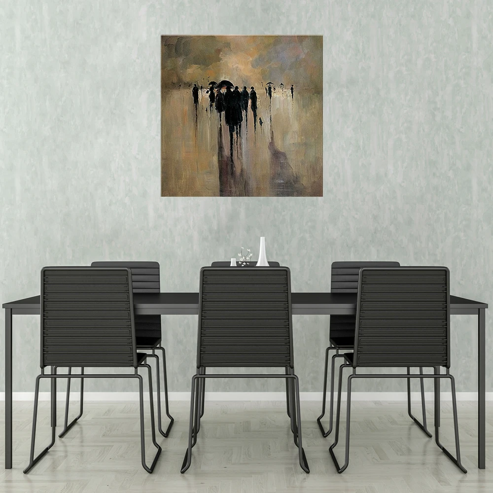 

Abstract Minimalist Handpainted Streetscape Rainy Day Landscape Porch Knife Oil Canvas Painting for Living Room Drop Shipping