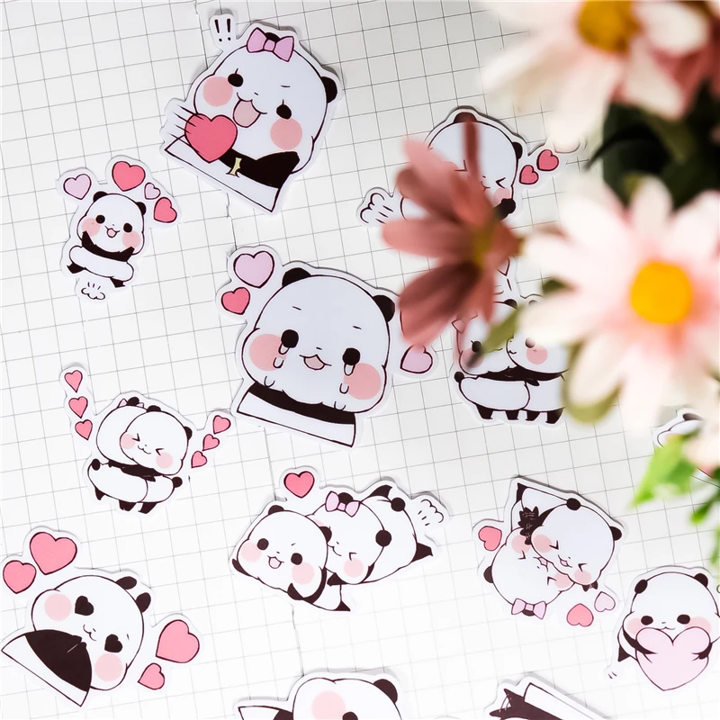 40PCS Creative Cute Little Panda Paper Sticker Decoration DIY Ablum Diary Scrapbooking Label Sticker Cute Stationery Decorative