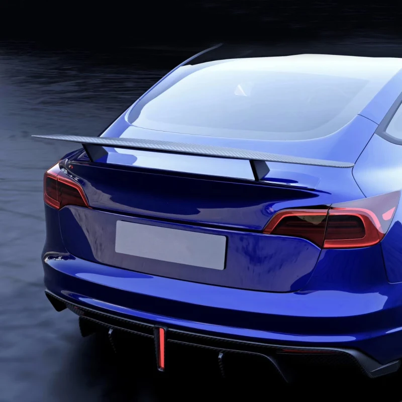 For Tesla Model 3 Rear Spoiler 2 Layers Real Carbon Fiber Layer Spoiler Large Tail Accessories Exterior Multi-material