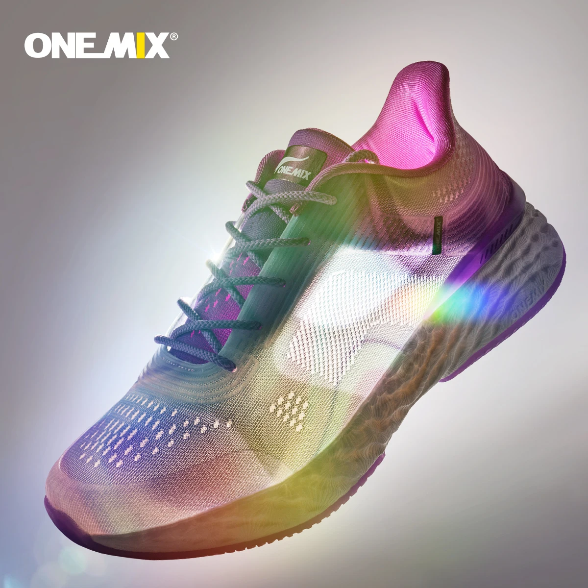 ONEMIX Fashion Gradient Running Shoes for Men Support Lightweight Breathable Purple Outdoor Sport Shoes Women Walking Sneakers