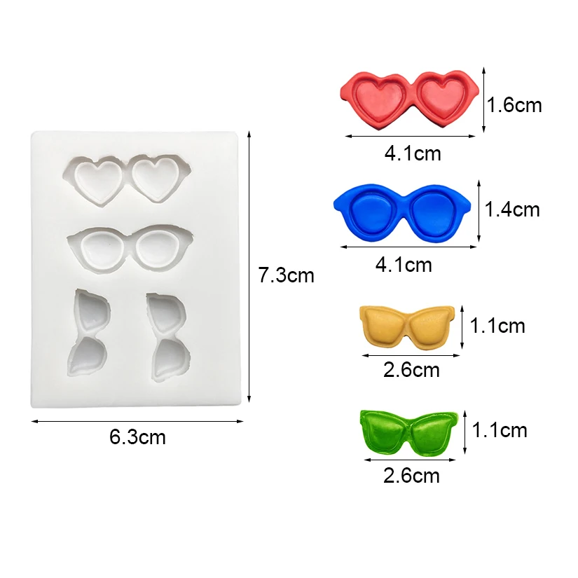 Heart Glasses Silicone Cake Baking Mold Sugarcraft Chocolate Cupcake Resin Tools Fondant Decorating Tools