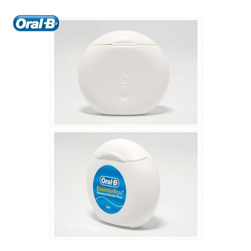 Oral B Essential Floss Comfortable Unwaxed Dental Floss Gum Care Interdental Clean Flat Thread Flosser 50m/pc