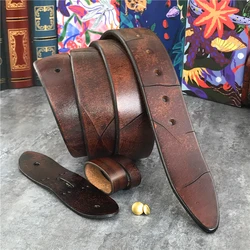 Western Retro kowbojski dżins Top z paskiem gruba skóra mężczyźni pas bez klamry Ceinture Homme męskie skórzane pasy bez klamry SP11