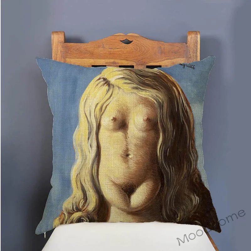 Belgium Artist Rene Magritte Surrealism Oil Painting Green Apple Son of Man Modern Art  Pillow Case Cotton Linen Cushion Cover