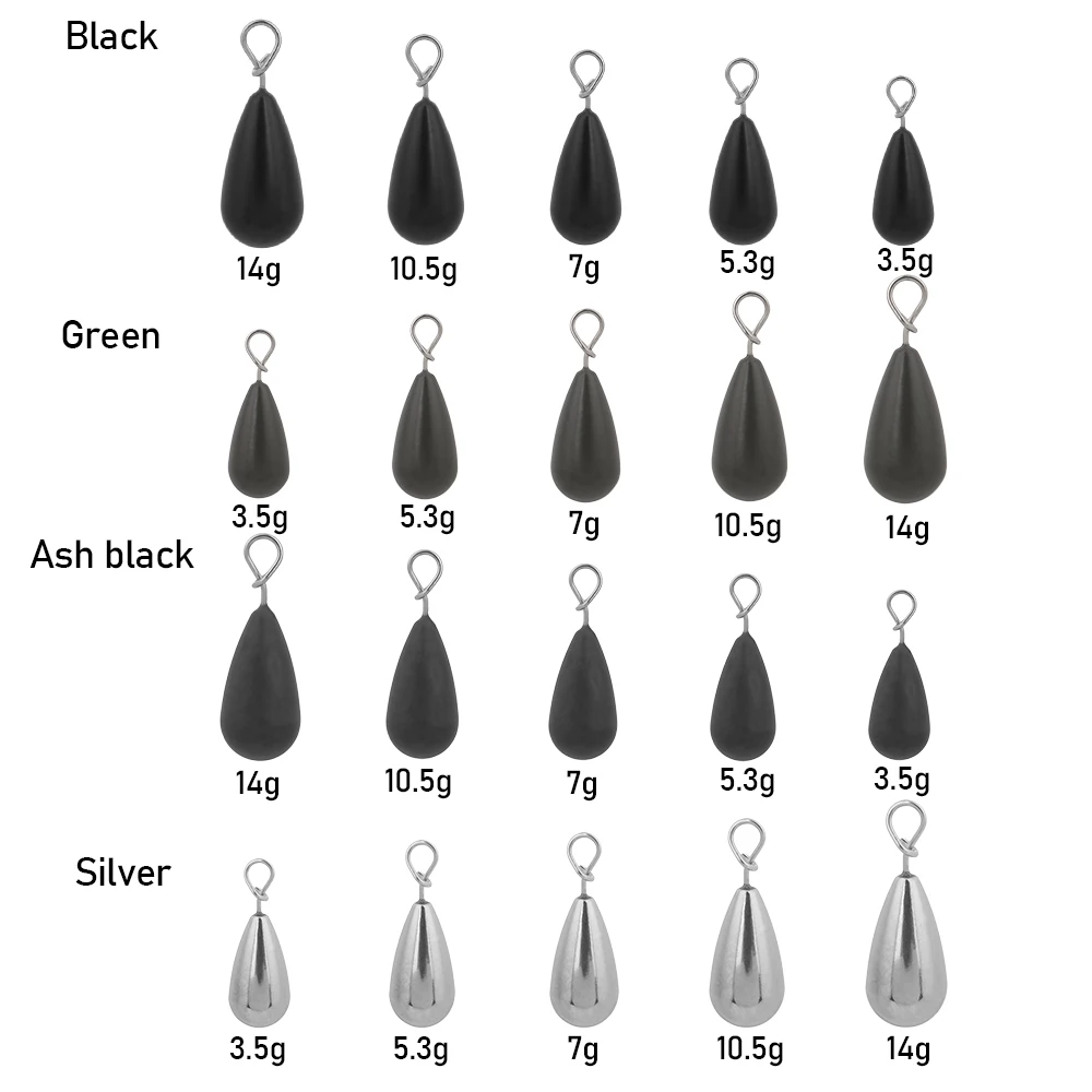 1Pc 3.5/5.3/7/10.5/14g Fishing Sinkers Hook Connector Weights Water drop Fishing Tools Tungsten Fastach Sinker Outdoors Tungsten