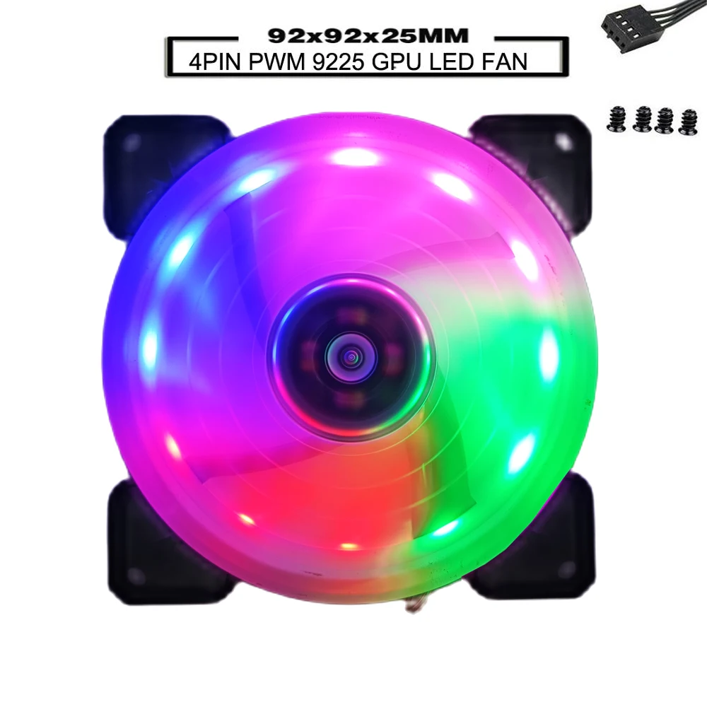 

90mm 9225 LED 4Pin PWM Fan 92mm Computer Case Fan Silent 9CM CPU Cooling Fan Quiet PC Cooler Fan DC 12V Adjust Fan Speed