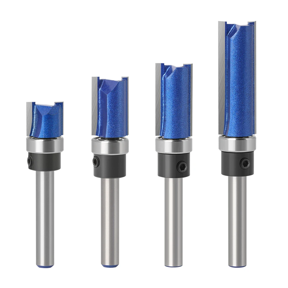 6mm 1/4in Shank Flush Trim Router Bit Tungsten Carbide Template Pattern Bit Bearing Straight End Mill Woodworking Tools