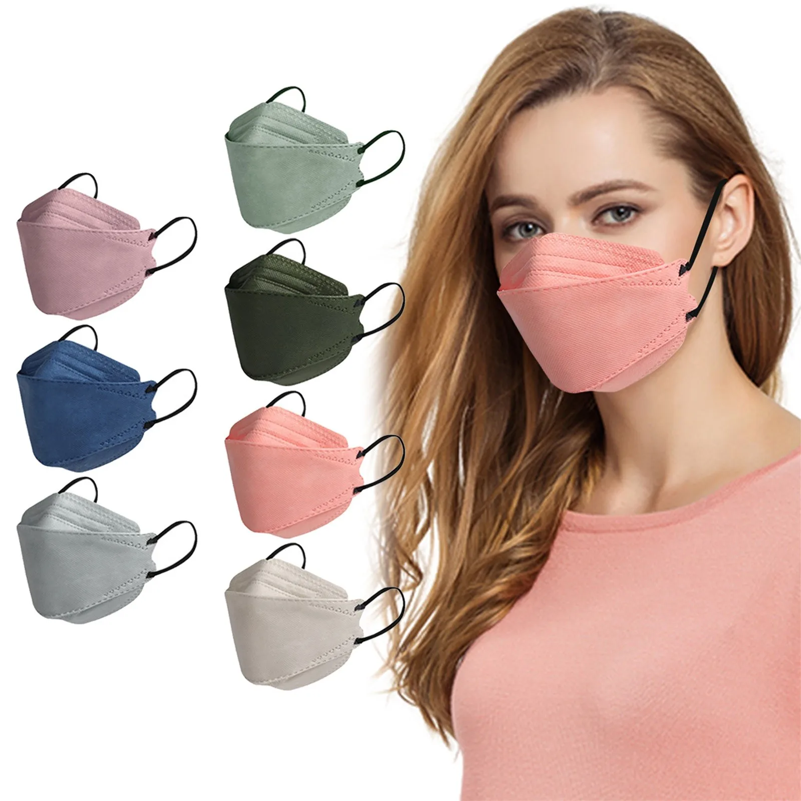 

10pcs Disposable Adult Mask Outdoor Morandi Color Print Mask Fish Non-woven Simple Style Mask Mascarillas Halloween Mascherine