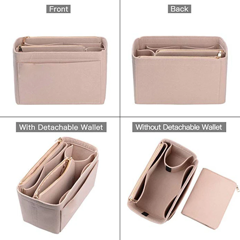 New Popular Women's Makeup Organizer Felt Cloth Insert Bag Multi-functional Travel Cosmetic Bag Girl Storage Toiletry Liner Bags