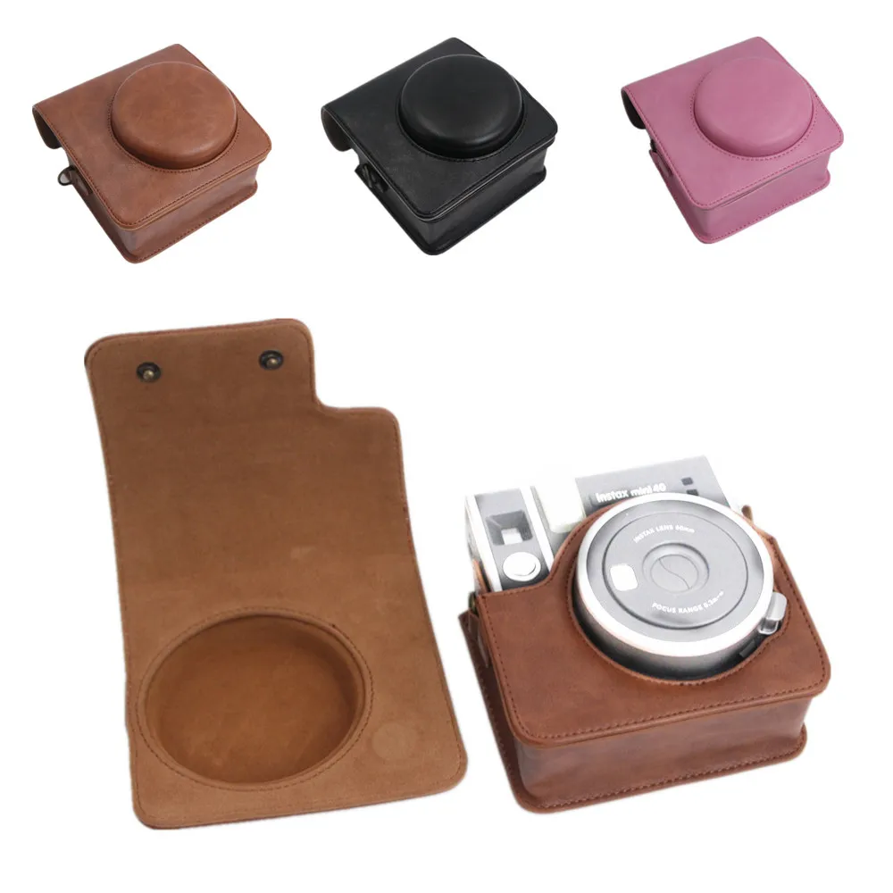 Funda de PU para cámara Fujifilm instax MINI 40 Fuji, bolso con carcasa y correa para el hombro