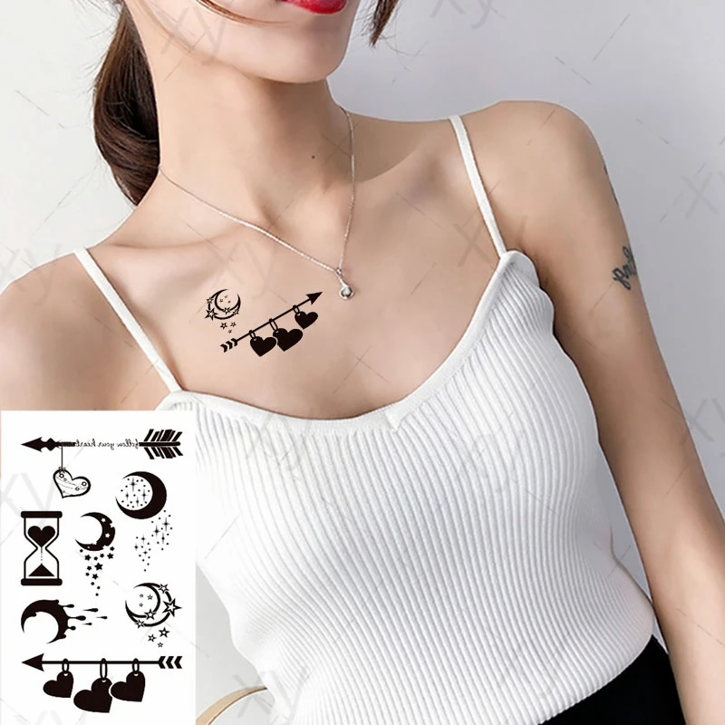 Waterproof Temporary Tattoo Sticker Ins Black Small Pattern Hourglass Astronaut Body Art Flash Tatoo Fake Tatto for Women Men