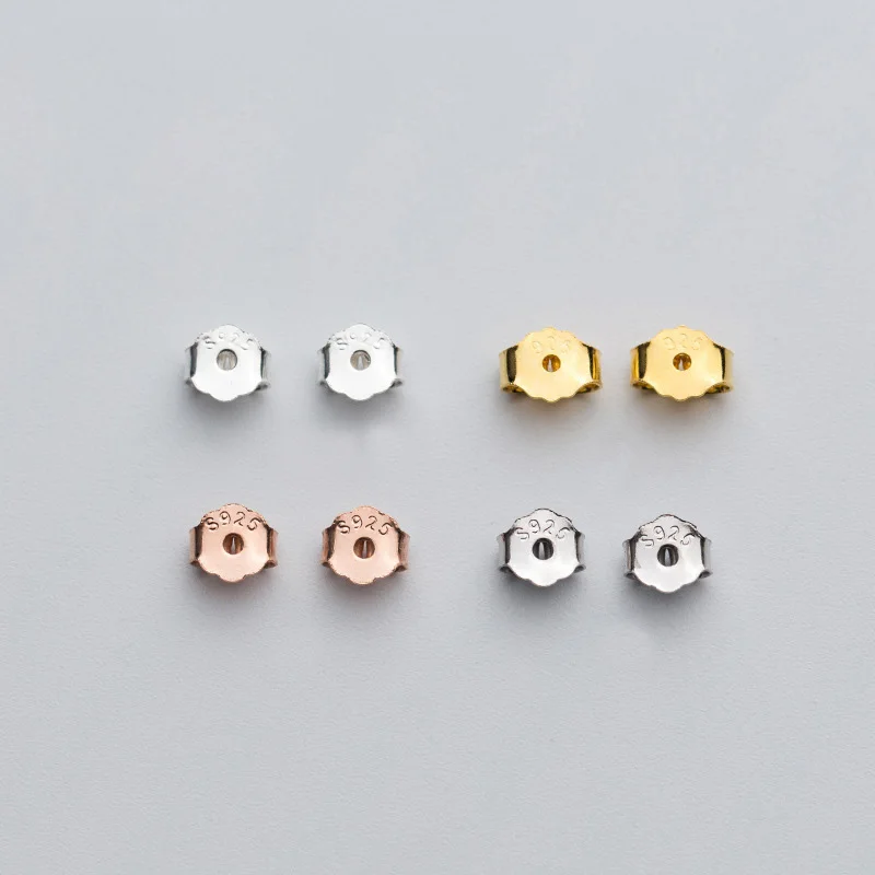 10pcs/lot 925 Sterling Silver Earring Back Earplug 4 Colors Entire S925 Silver Earring Nut Stoppers For DIY Jewelry Findings