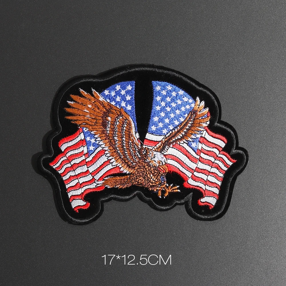 Skeleton Skull Wing Patches Iron On Fiercely Eagle Embroidered Appliques for Clothes Coat Decor 3D Diy Punk Animal Bikers Badges