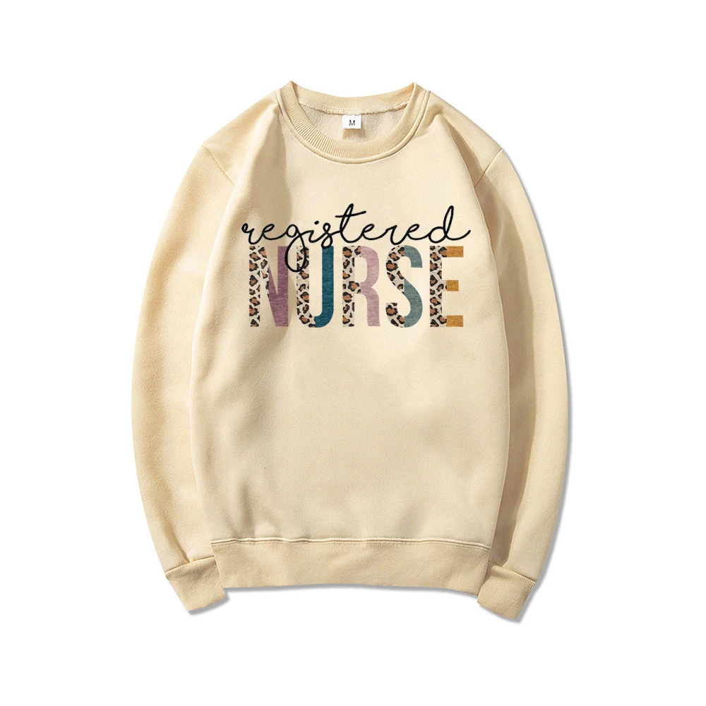 Registered Nurse Sweatshirt RN Shirt Gift for Student Nurse Leopard Unisex Crewneck Sweatshirts Nurse Life Hoodie Harajuku Tops