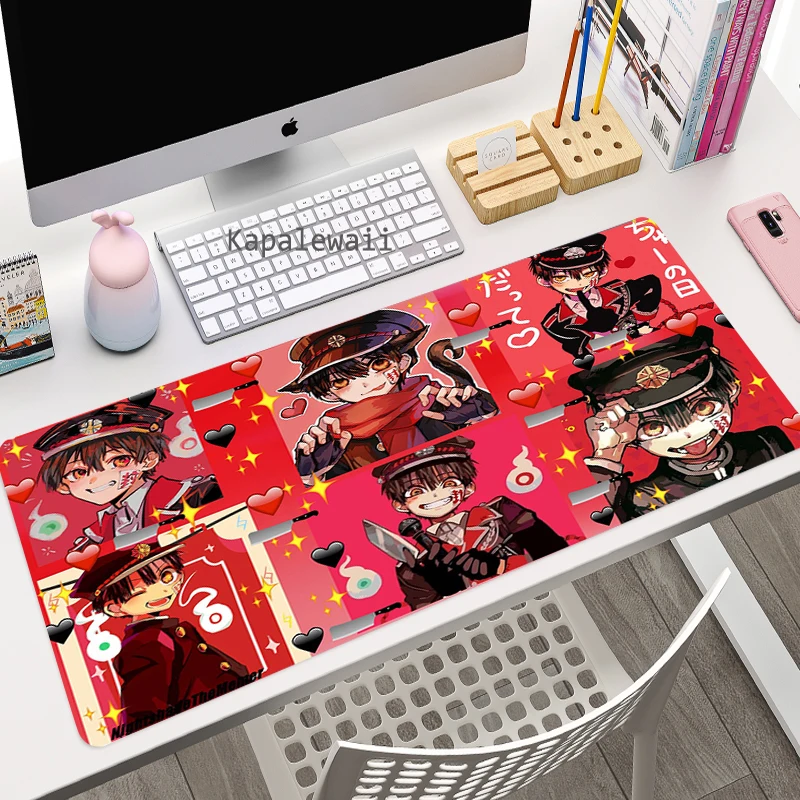 Hanako Kun Large Gaming Keyboard Mouse Pad Computer Gamer Tablet Desk Mousepad with Edge Locking XL Office Play Mice Mats