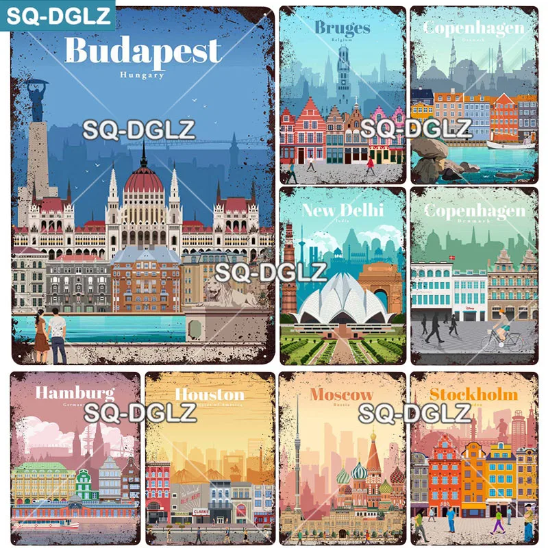 [SQ-DGLZ] Küstenstadt Metall Zeichen Zinn Zeichen Vintage Decor Plaque Handwerk Wohnkultur Malerei Plaques Kunst Poster