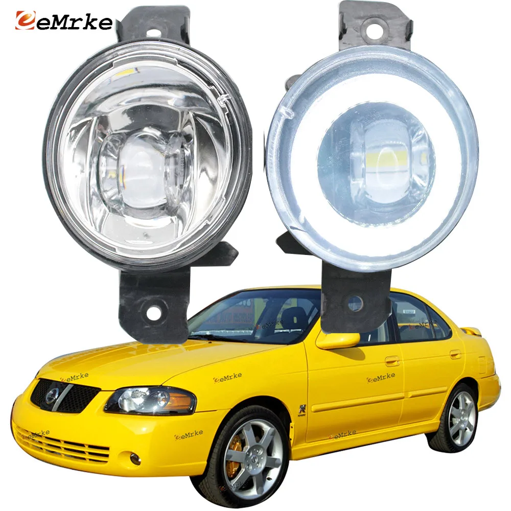 2in1 LED Angel Eye Daytime Running Lights Cut-Line Lens Nebellichter Fog Lights Assembly for Nissan Sentra B15 2005 2006 2007