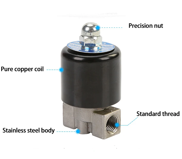1/8" 1/4" Edelstahl-Magnetventil DN8 Normalerweise geschlossen/offen Edelstahl-Magnetventil 110V 220V 12V 24V – Detail 3