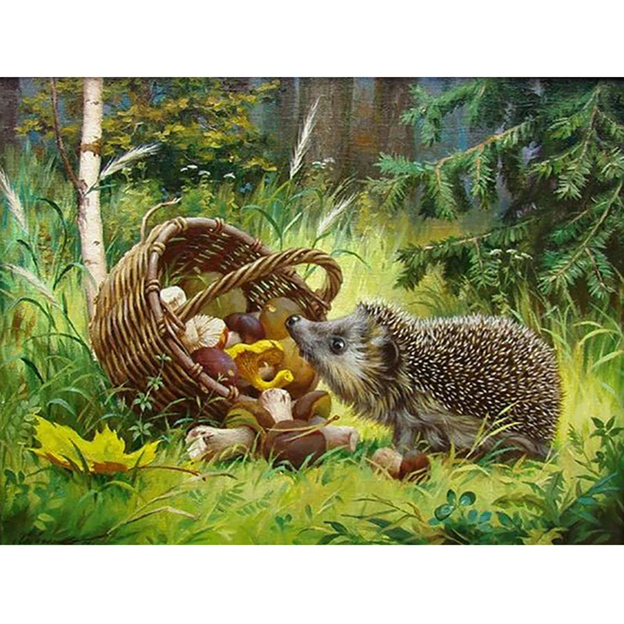 5D Diamond Painting Hedgehog Rhinestone Pictures Animals Diamond Embroidery Cross Stitch Kit Mosaic Art Home Decor