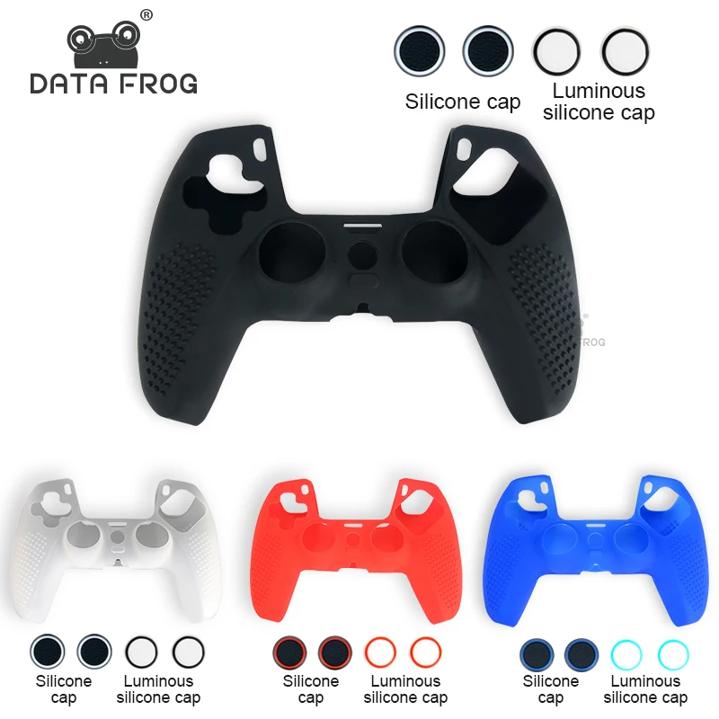 Data Frog Soft Silicone Protective Cover For Playstation 5 Controller Joystick Protection Case For PS5 Gamepad With Luminous Cap