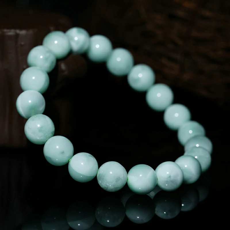 Natural Green Larimar Round Beads Bracelet Water Pattern Gemstone 7mm 8mm 9mm 10mm Larimar Women Men AAAAAA