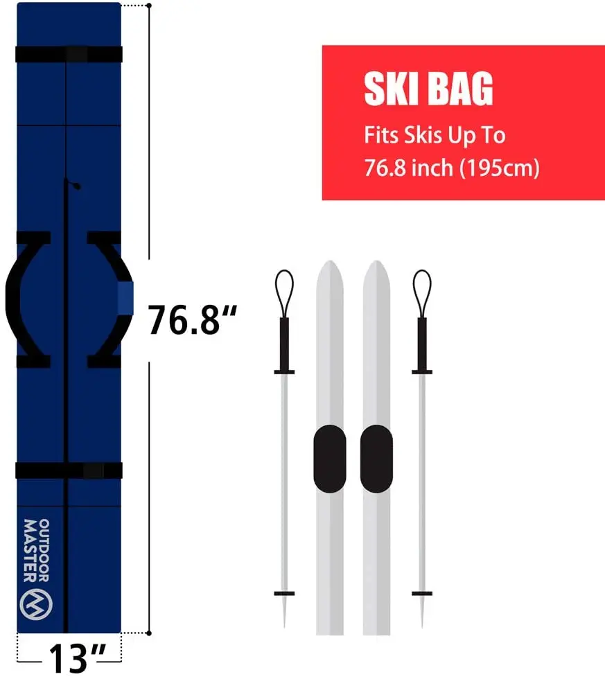 Torba na deskę snowboardową SoarOwl do 200 CM regulowana długość | Wodoodporne, ergonomiczne uchwyty torba narciarska-dla mężczyzn, kobiet i