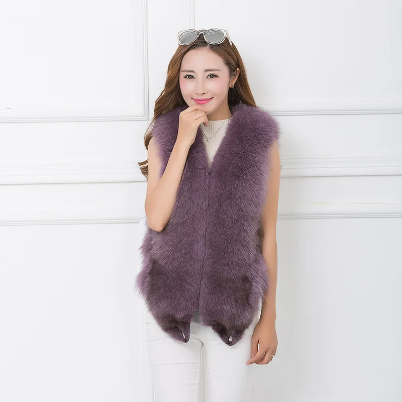 

300% Natural Fox Fur Vest Luxury Women's Vest Waistcoat Real Fur Coat Female Jacket Winter Sleeveless Outerwear WYQ830