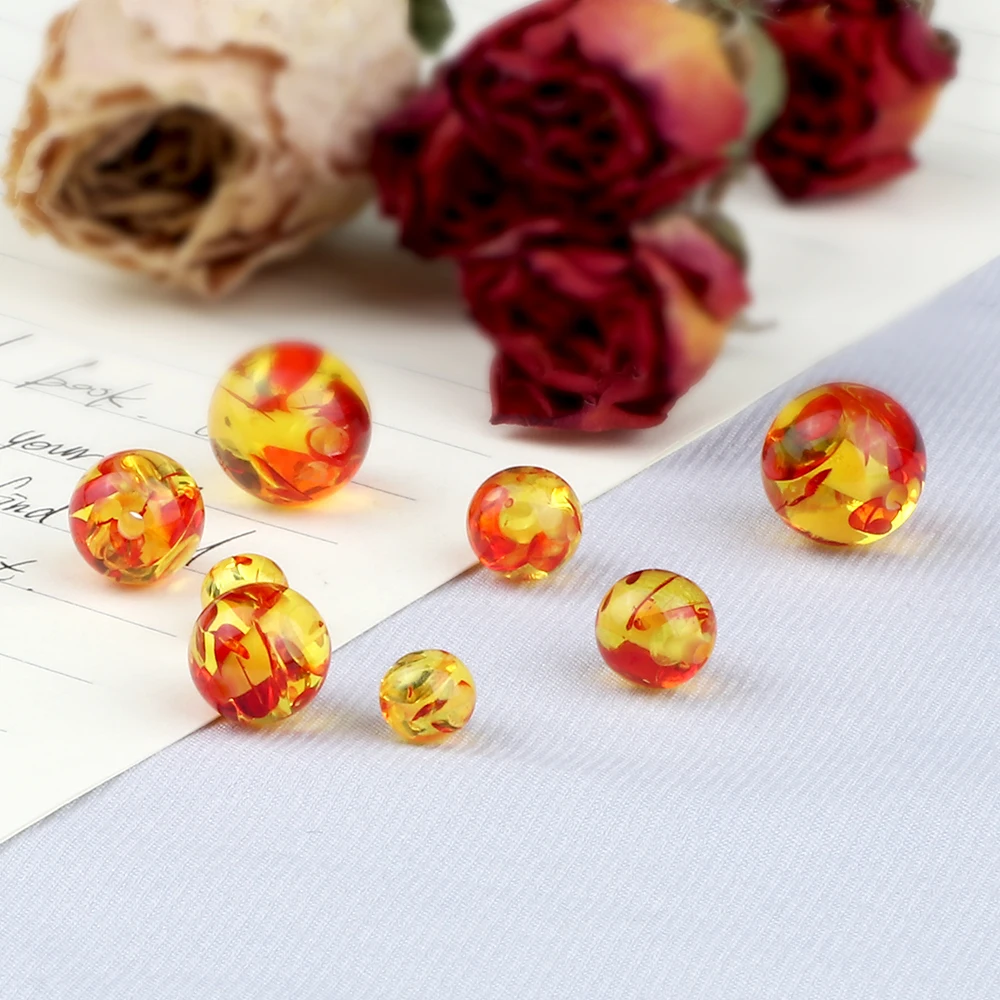 6/8/10/12mm Imitation Ambers Beads for Jewelry Making DIY Bracelet Necklace Round Loose Spacer Synthetic Stone Bead Accessories