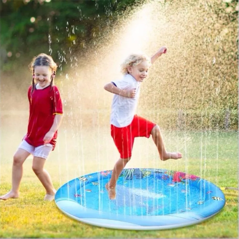 Bayi Tikar Air Anak Sprinkler Pad Tikar Anak-anak Musim Panas Luar Ruangan Air Splash Bermain Tikar Rumput Tiup Sprinkler Bantal Mainan